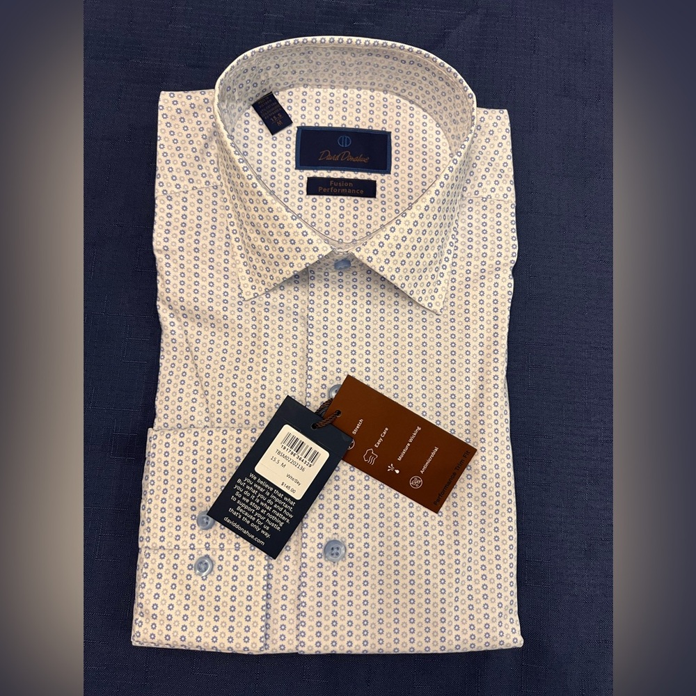 NWT David Donahue Pattern Fusion Performance Button Up